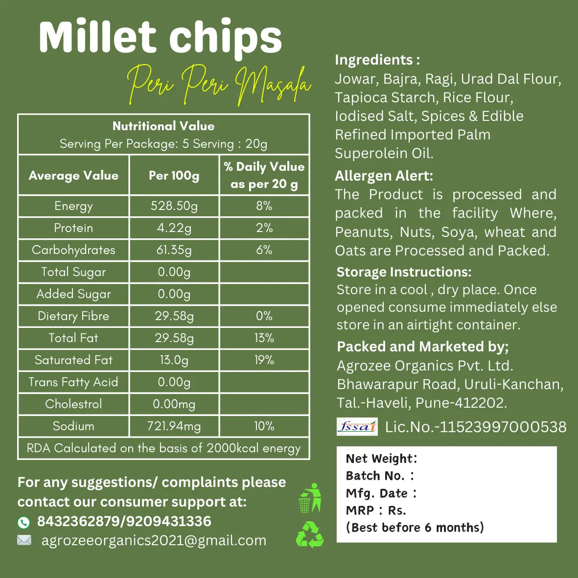 Millet Chips- Peri Peri l 100g Millets Now
