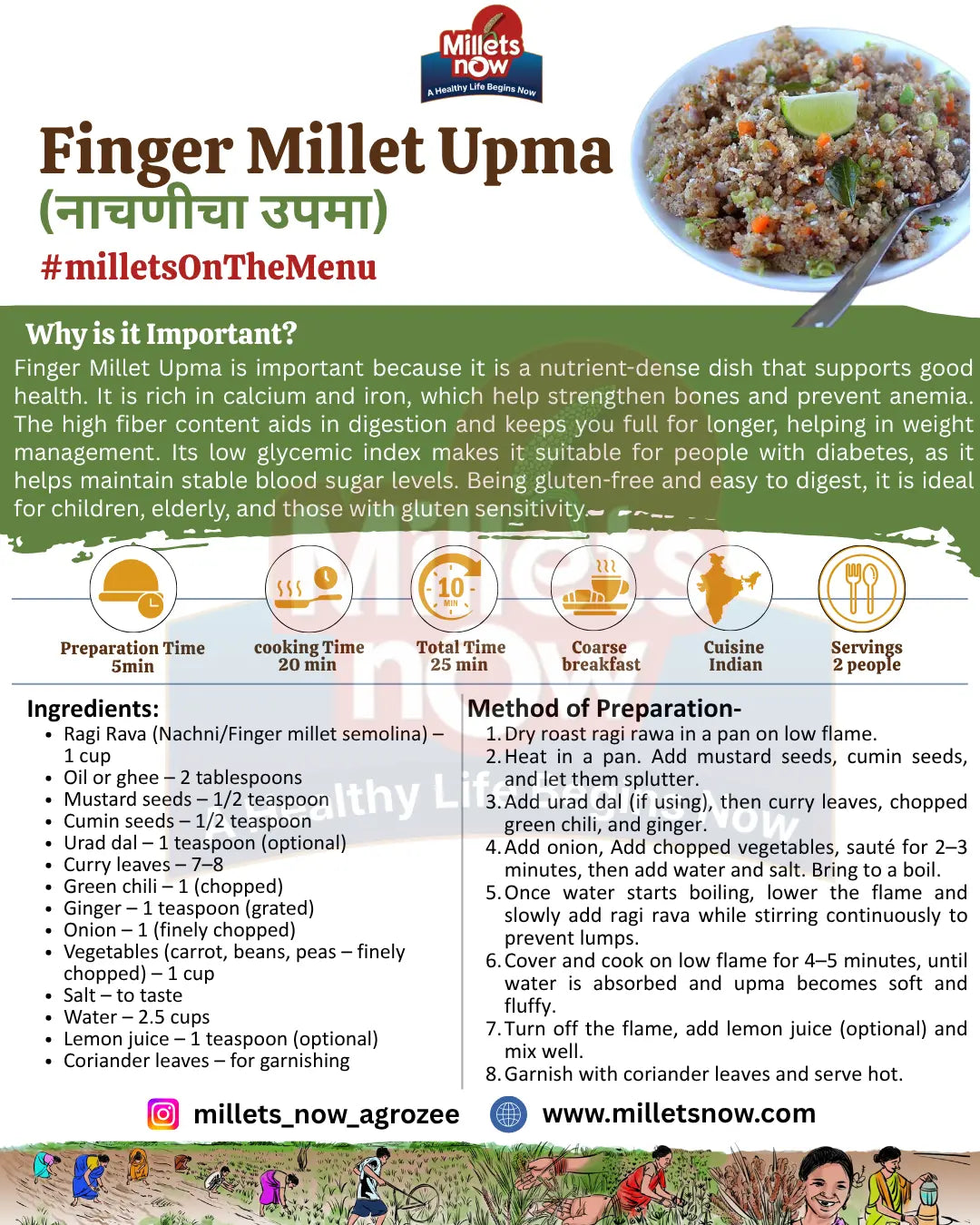 Roasted Finger Millet Rawa l Nachani Rava l 500g Millets Now