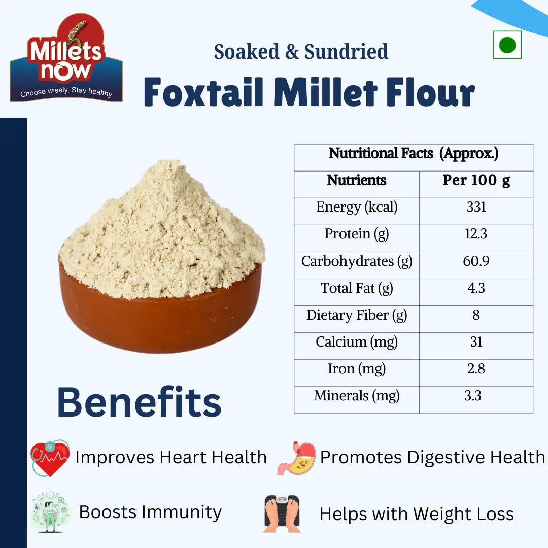 Soaked and Sundried Foxtail Millet Flour l Rala Peeth l 500g Millets Now