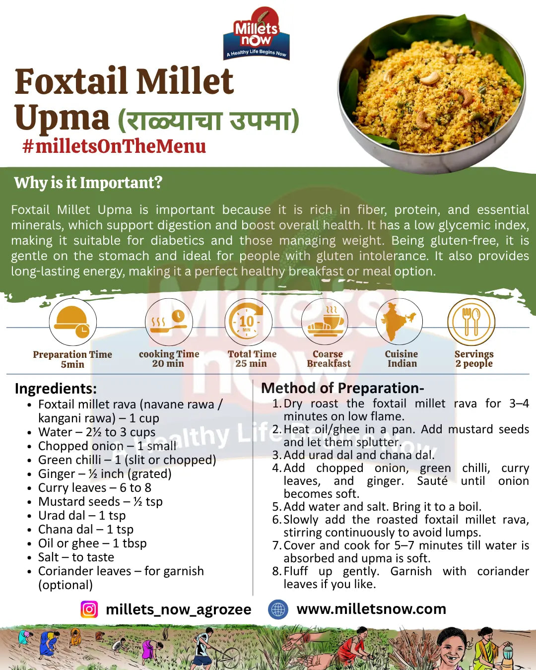Roasted Foxtail Millet Rava l Rala Rava l 500g Millets Now