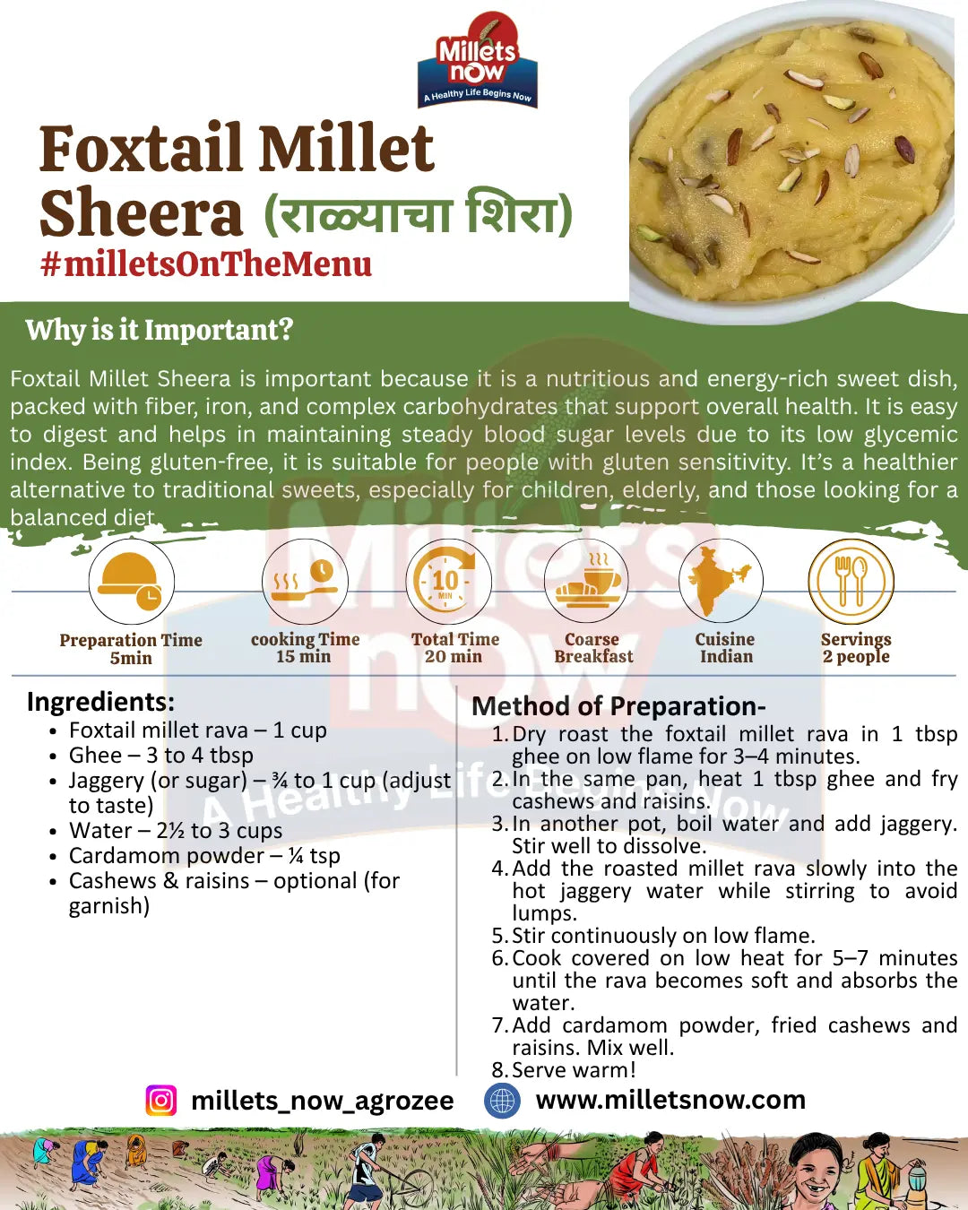 Roasted Foxtail Millet Rava l Rala Rava l 500g Millets Now