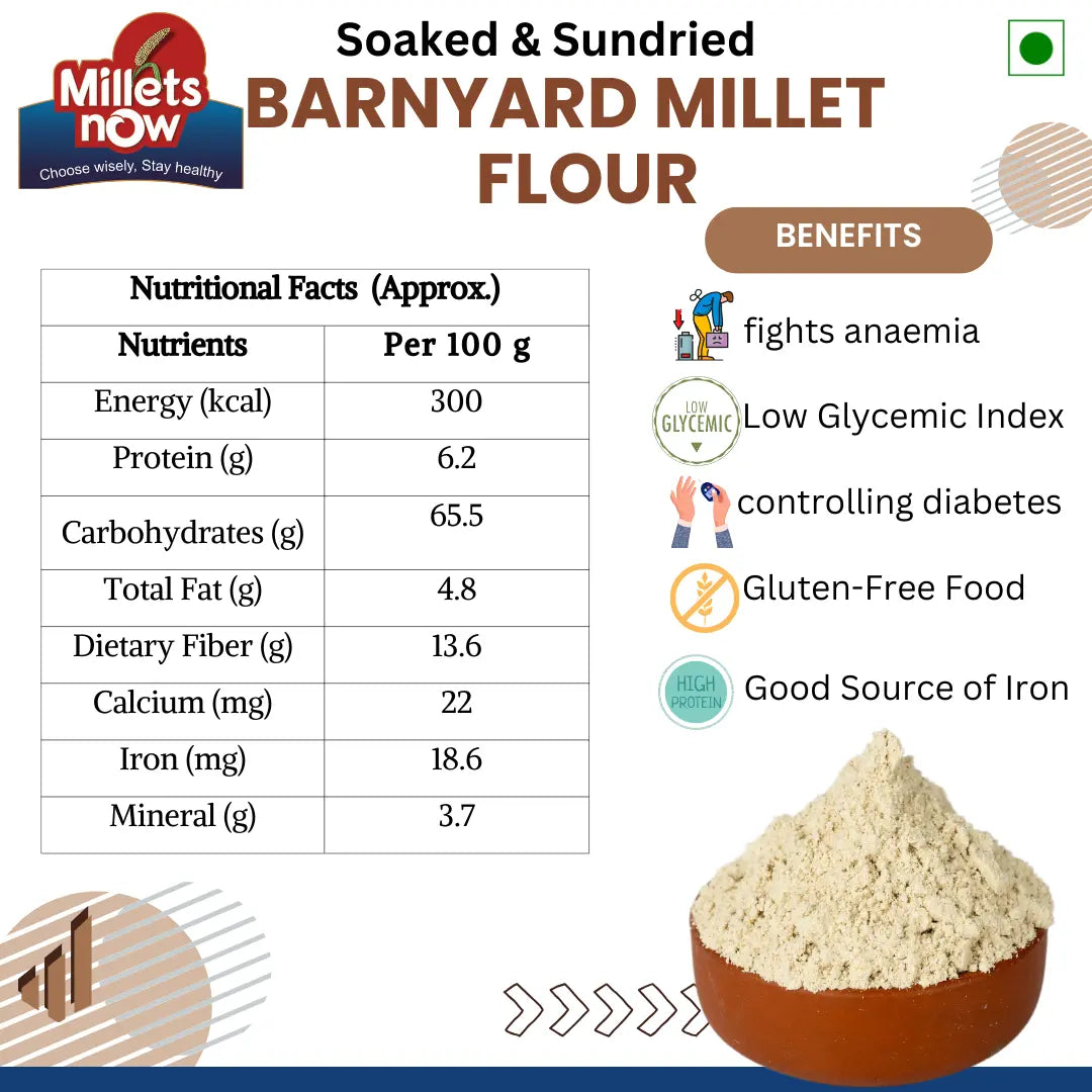 Soaked and Sundried Barnyard Millet Flour | Bhagar Peeth | 500g Millets Now