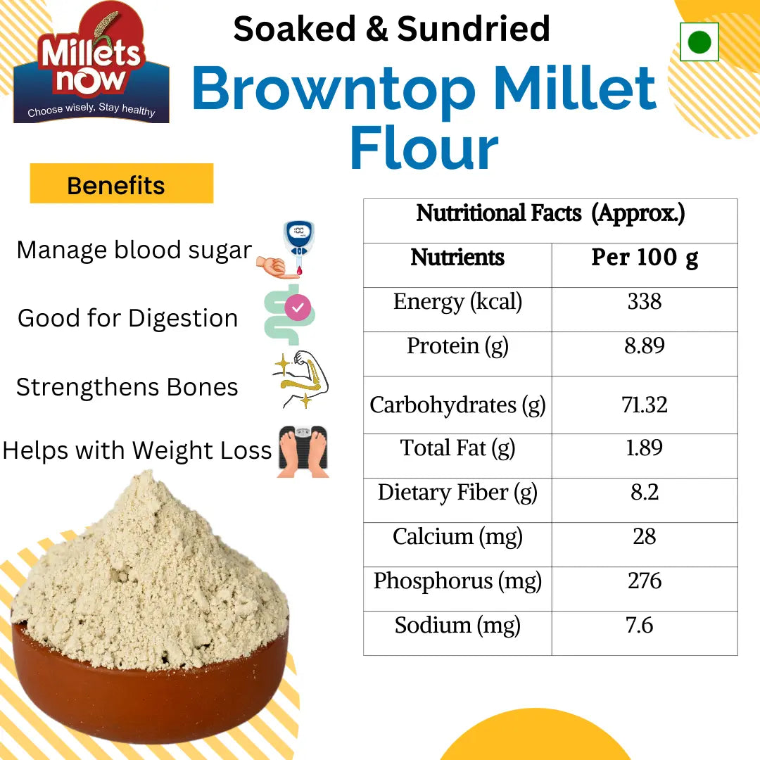 Soaked and Sundried Browntop Millet Flour l Sama Peeth l 500g Millets Now