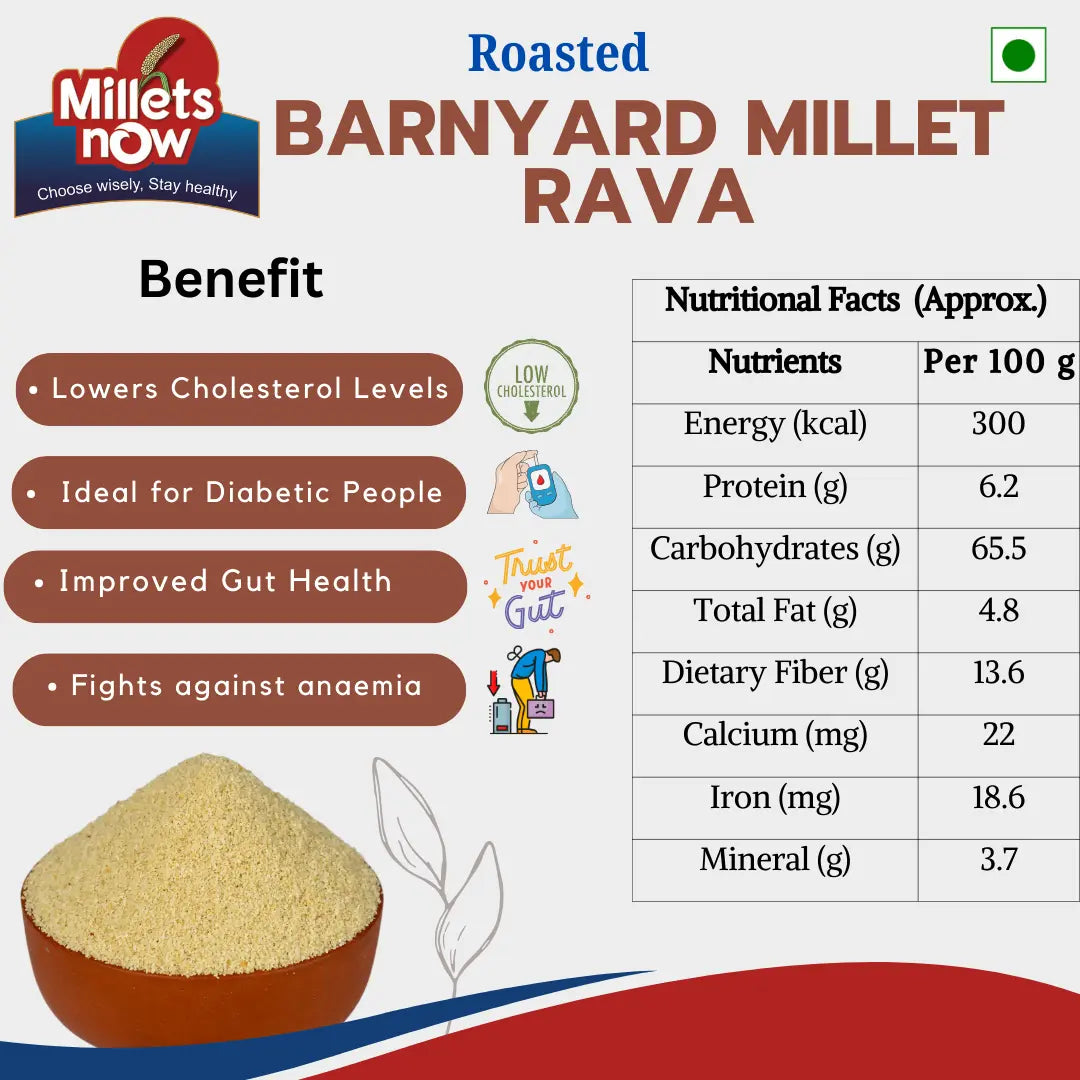 Roasted Barnyard Millet Rava l Bhagar Rava l 500g Millets Now