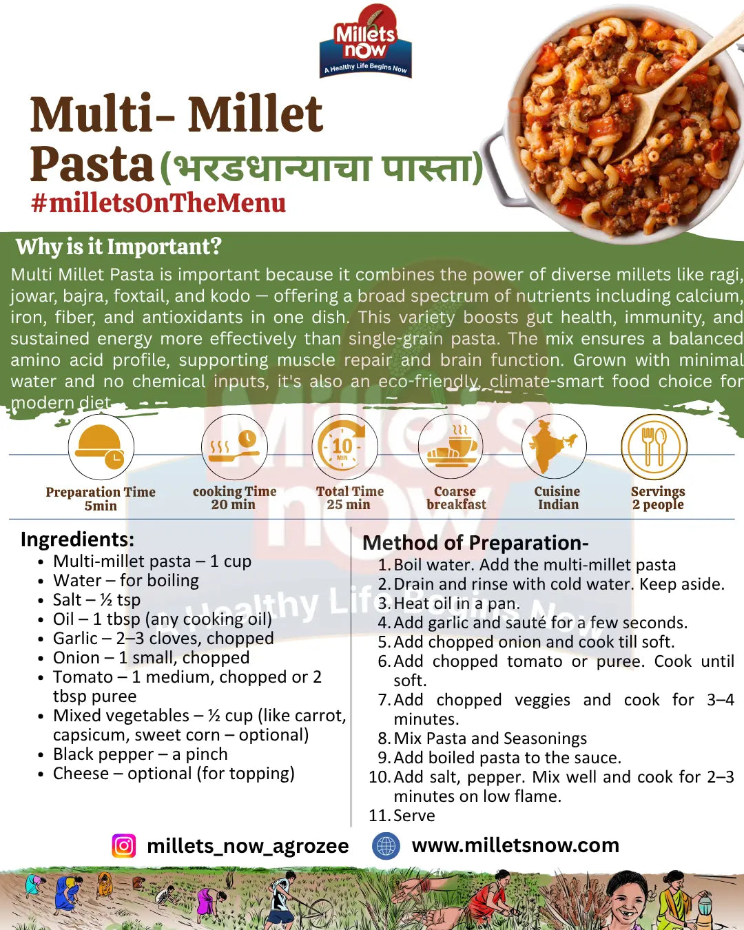 Multi Millet Pasta l 175g Millets Now