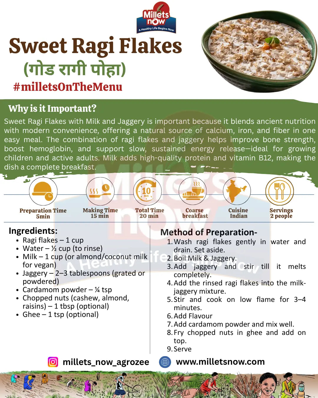 Finger Millet Flakes | Nachani Poha l 200g Millets Now