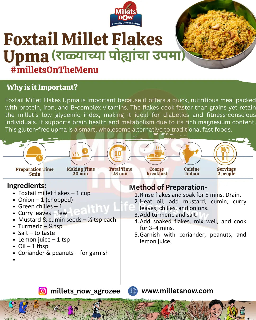 Foxtail Millet Flakes l Rala Poha l 200g Millets Now