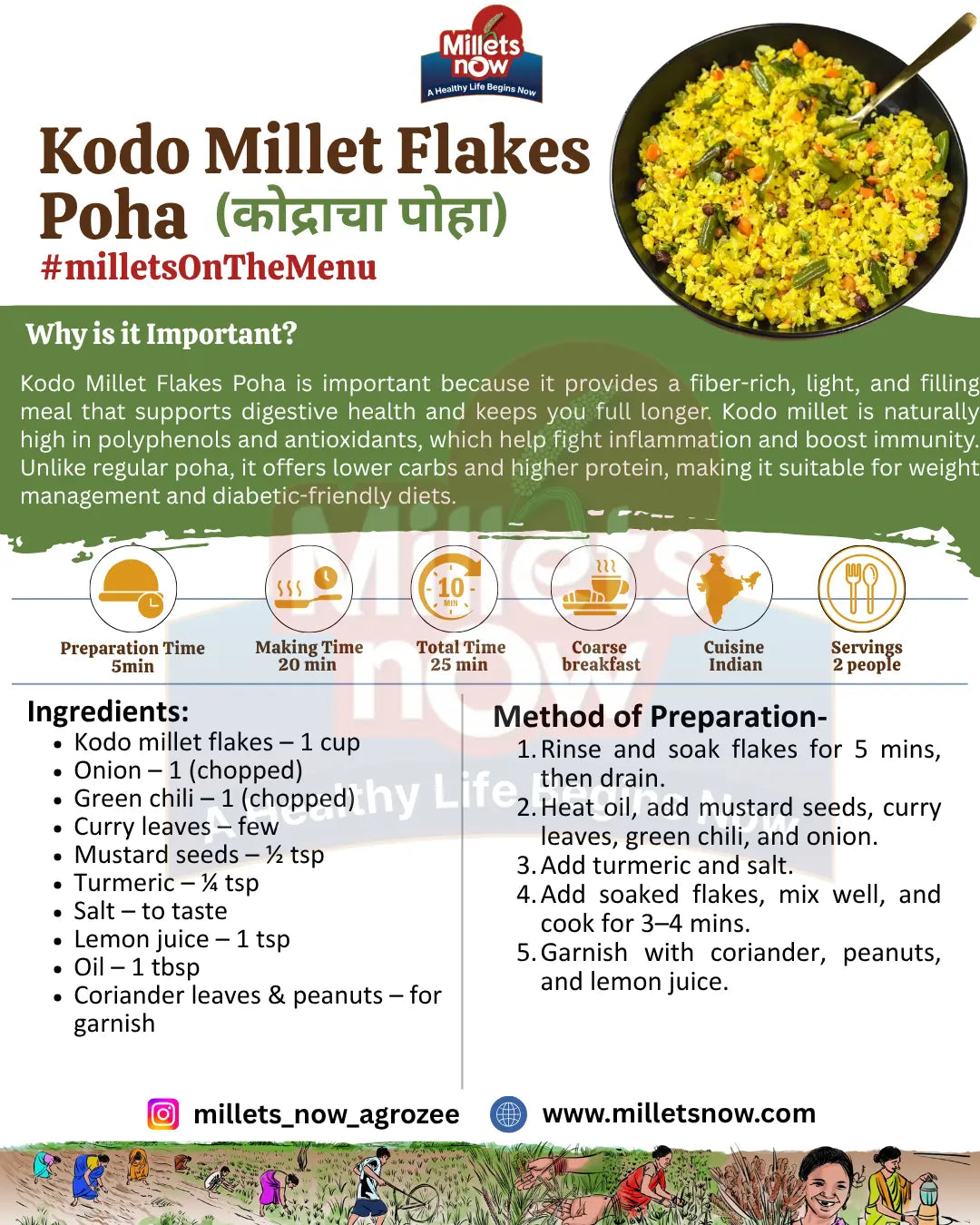 Kodo Millet Flakes | Kodra Flakes l 200g Millets Now