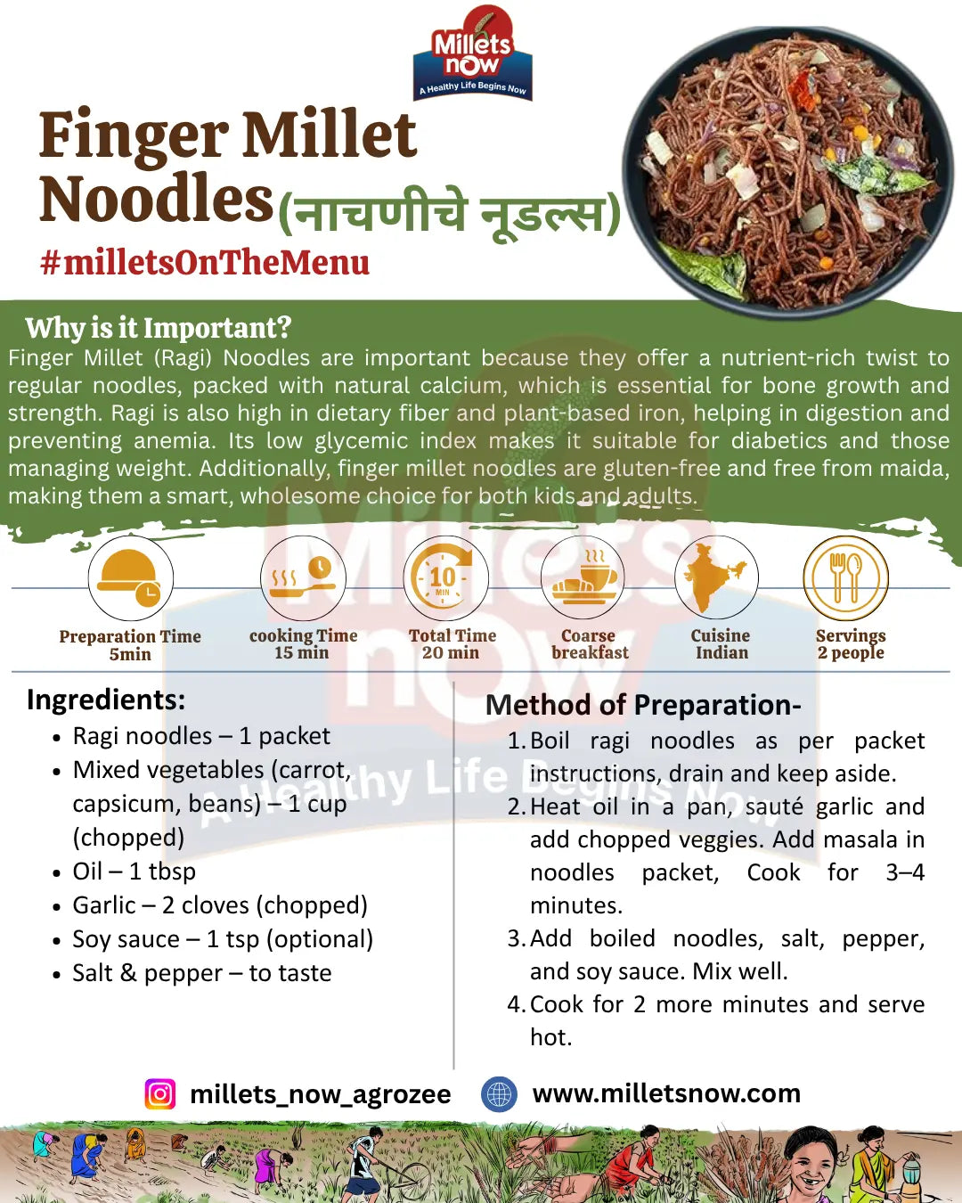 Finger Millet Noodles l Nachani Noodles l 175g Millets Now