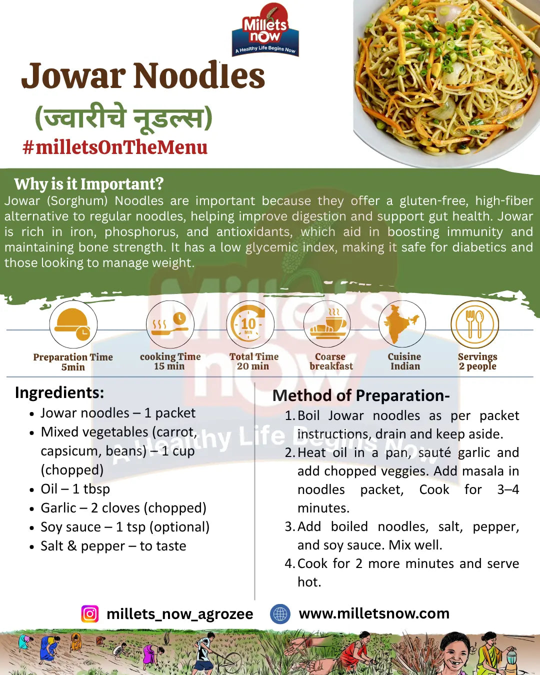 Sorghum Noodles l Jowar Noodles l 175g Millets Now