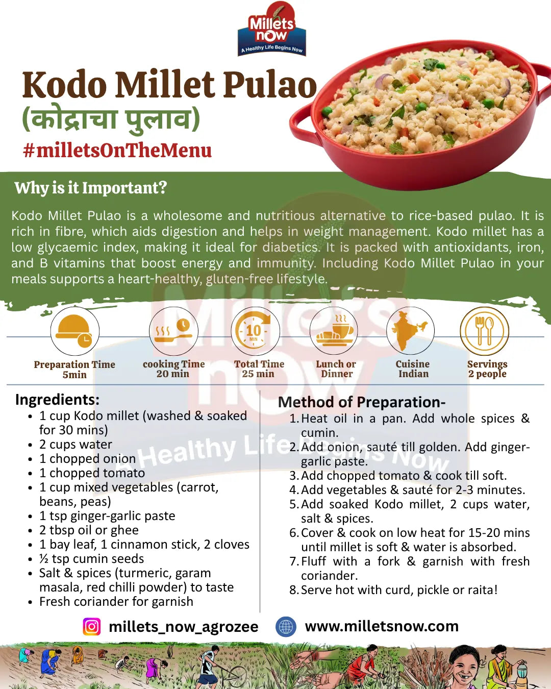 Unpolished Kodo Millet l Kodra l 1kg Millets Now