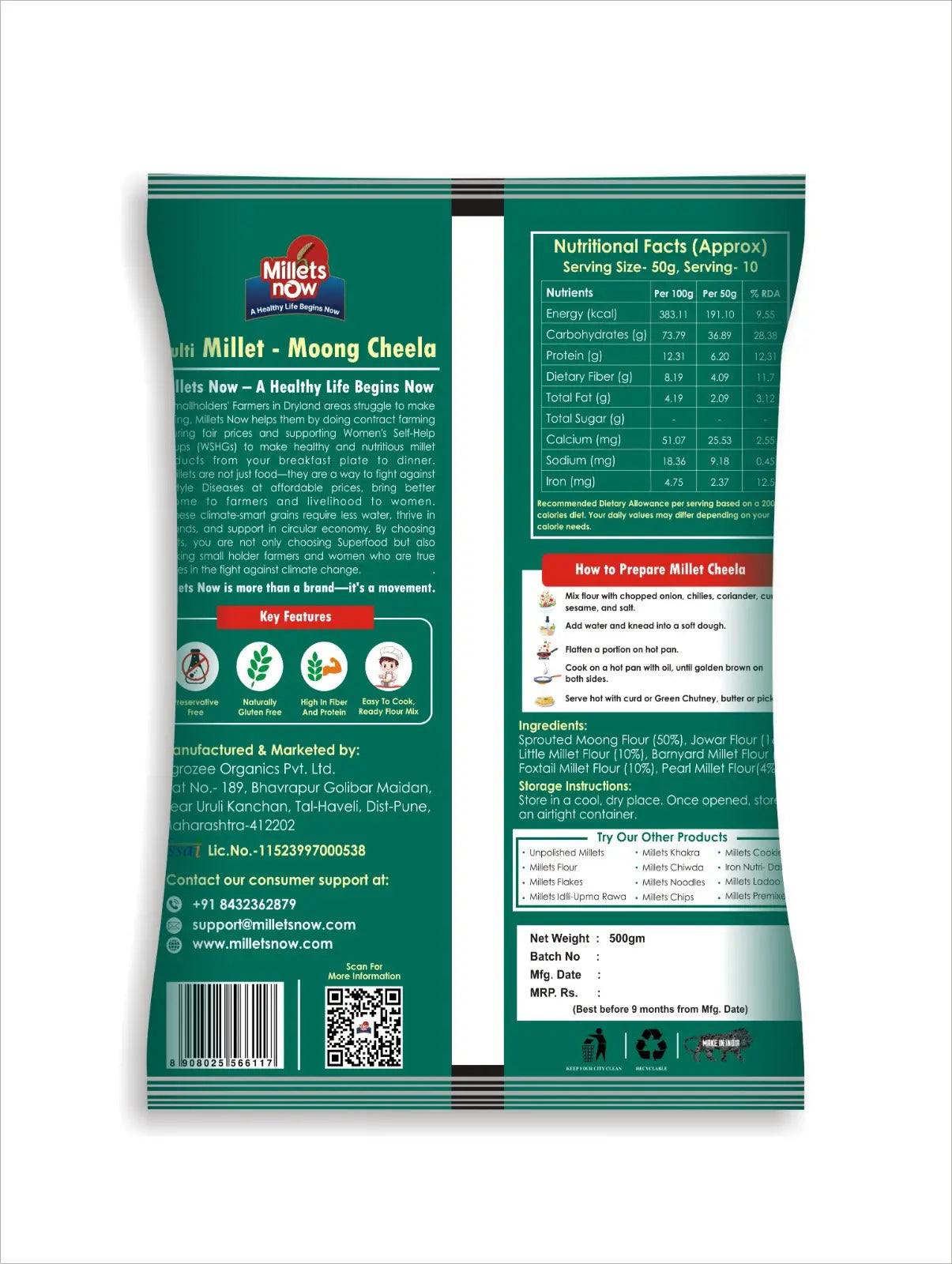 Multi Millet Moong Cheela | 500g Millets Now
