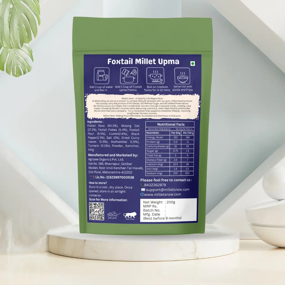 Foxtail Millet Upma Millets Now
