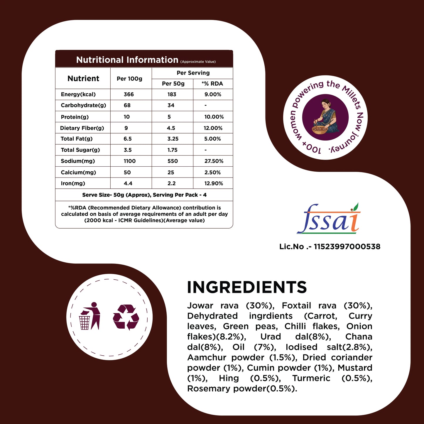 Jowar Upma Premix | 200g Millets Now