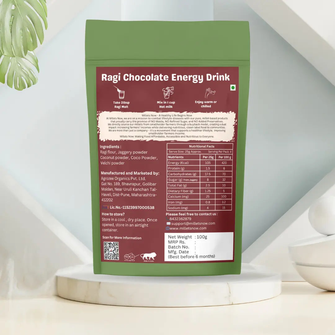 Ragi Chocolate Energy Drink | Ragi Malt-100g Millets Now