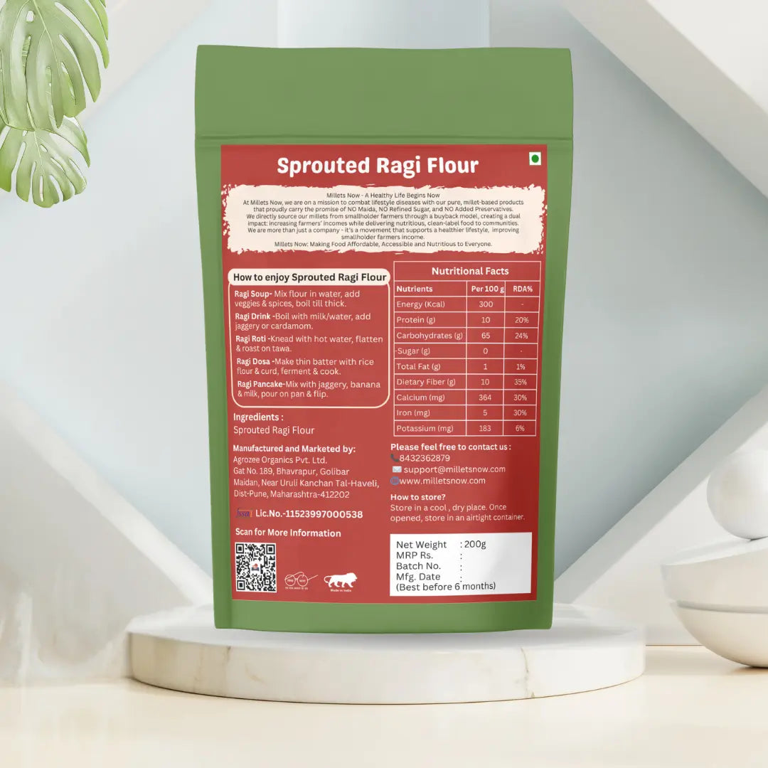 Sprouted Ragi Flour | Nachani peeeth | 500g Millets Now