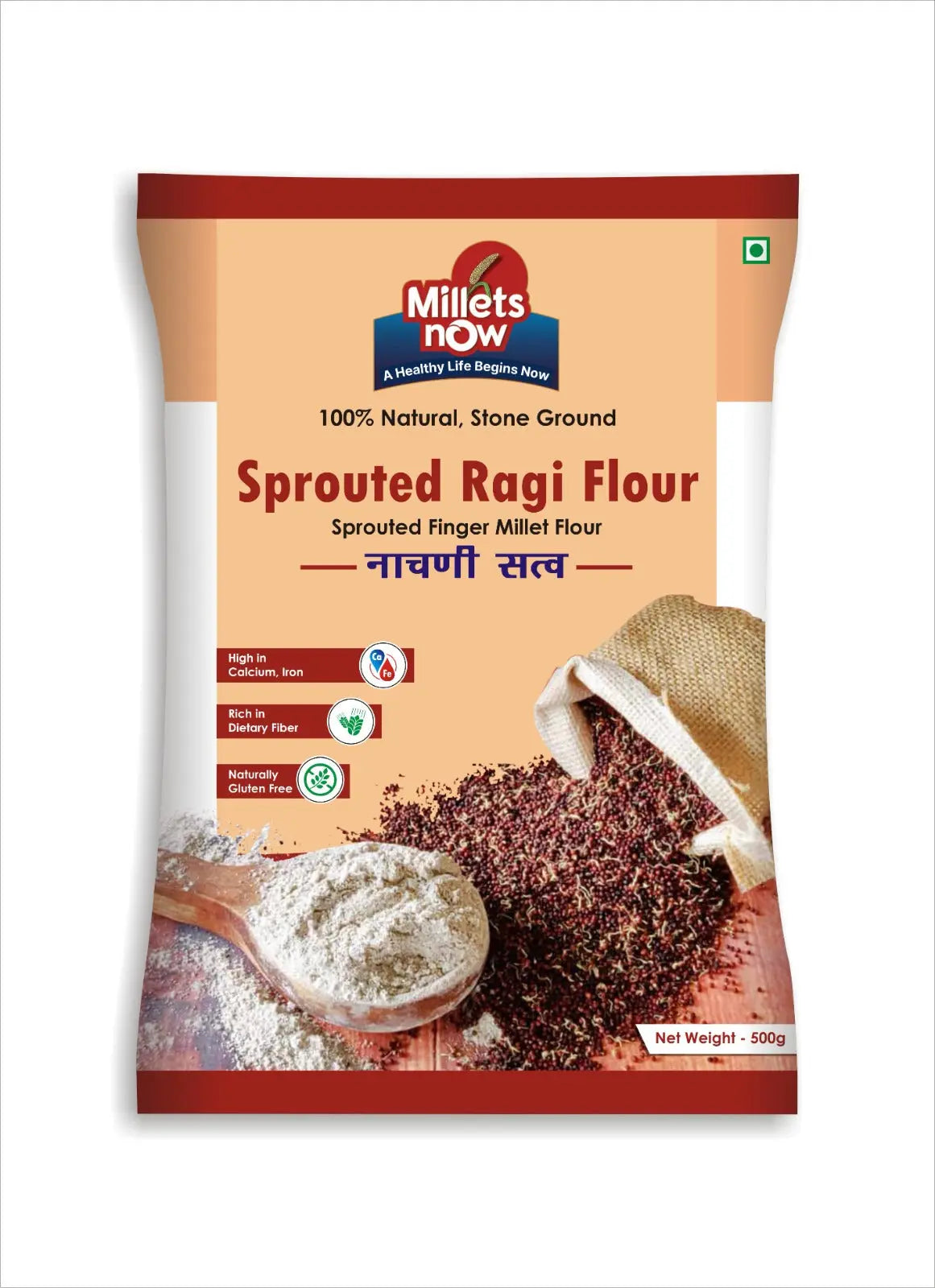 Sprouted Ragi Flour | Nachani peeeth | 500g Millets Now