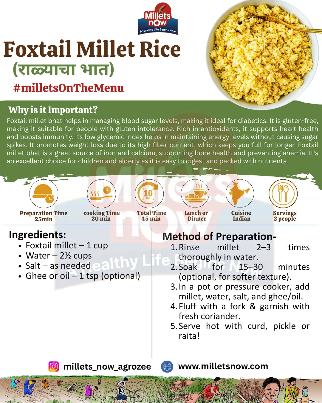 Unpolished Foxtail Millet l Rala l 1kg Millets Now