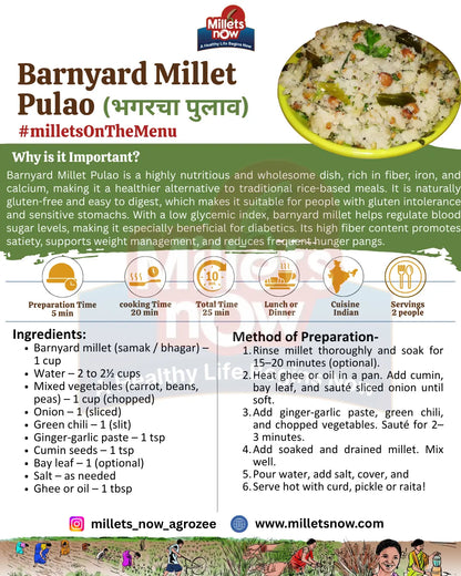 Unpolished Barnyard Millet l Bhagar l 1 kg Millets Now