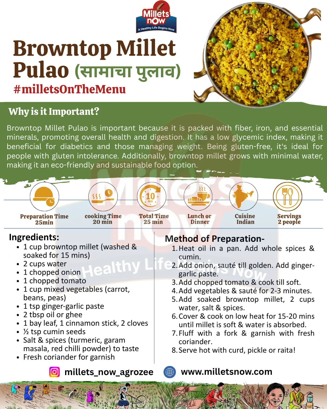 Unpolished Browntop Millet l Sama l 1 kg Millets Now