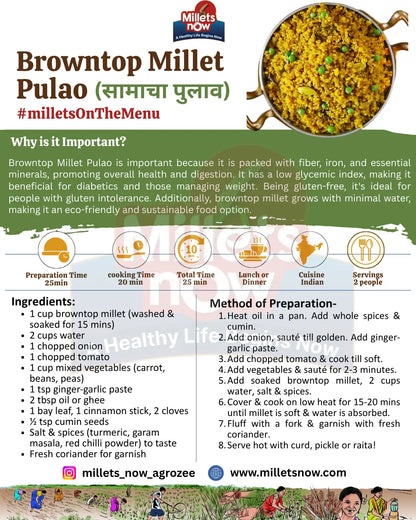 Unpolished Browntop Millet l Sama l 1 kg Millets Now