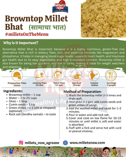 Unpolished Browntop Millet l Sama l 1 kg Millets Now