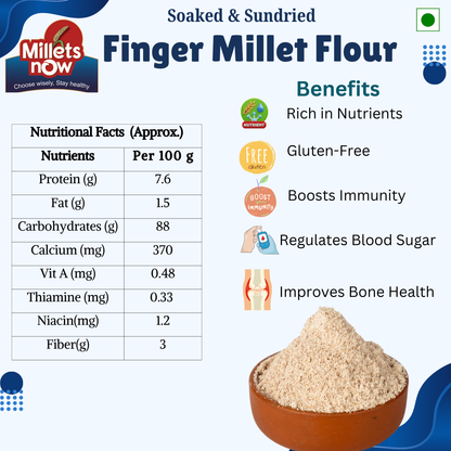 Finger Millet Flour | Unpolished | Soked and Sundried Millets Now