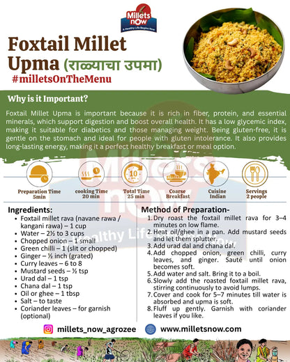 Roasted Foxtail Millet Rava l Rala Rava l 500g Millets Now