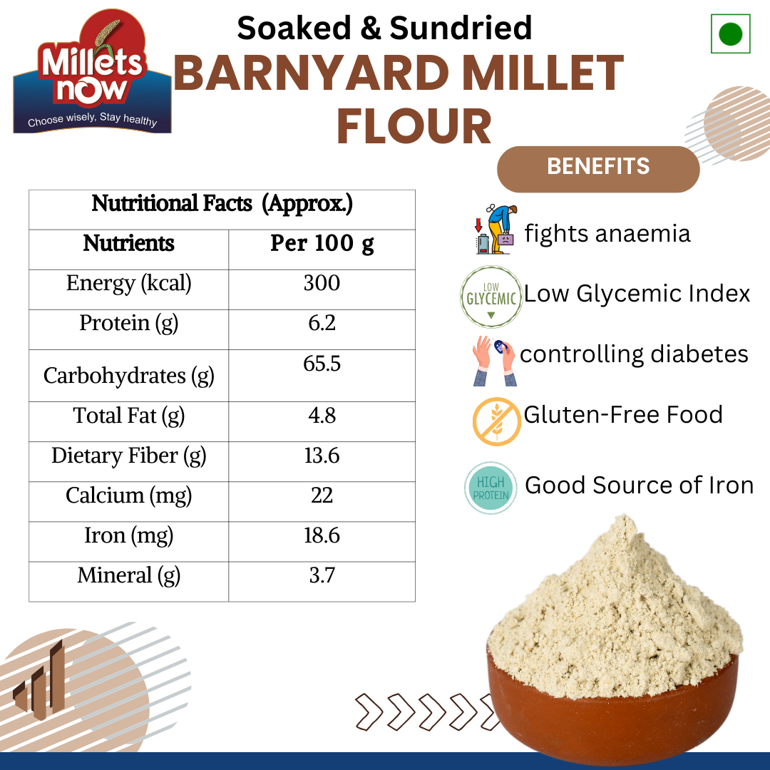 Barnyard Millet Flour | Unpolished | Soked and Sundried Millets Now