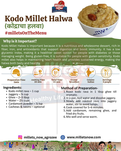 Roasted Kodo Millet Rava l Kodra Rava l 500g Millets Now