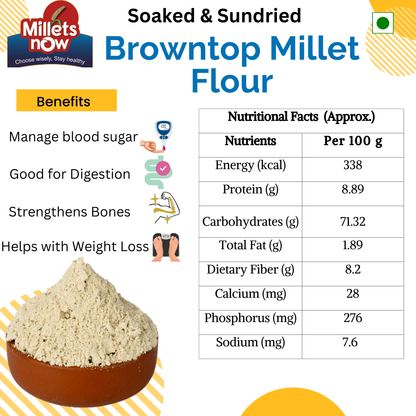 Browntop Millet Flour | Unpolished | Soked and Sundried Millets Now