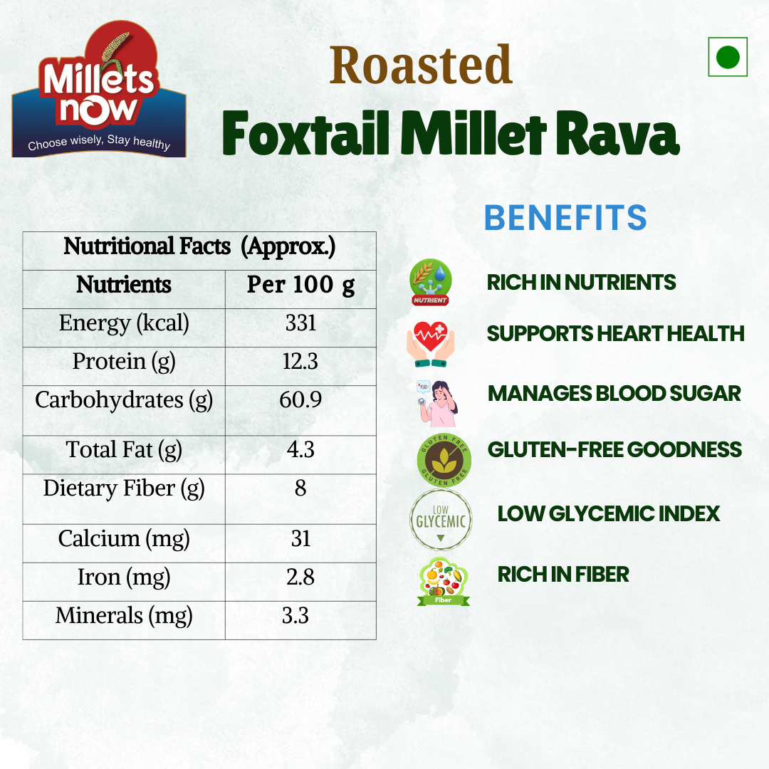 Roasted Foxtail Millet Rava l Rala Rava l 500g