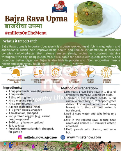 Roasted Peral Millet Rava l Bjari Rava l 500g Millets Now