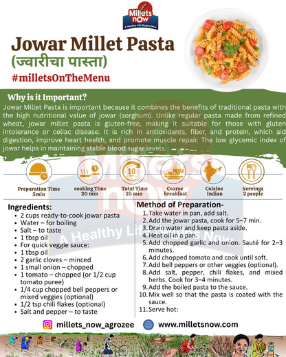 Sorghum Pasta l Jowar Pasta l 175g Millets Now