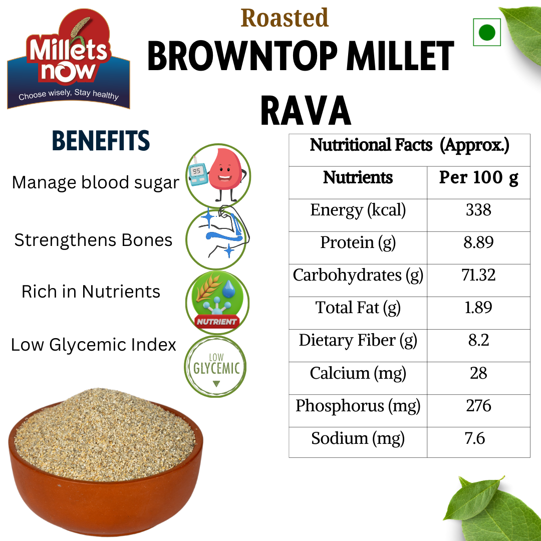 Roasted Browntop Millet Rava l Sama Rava l 500g