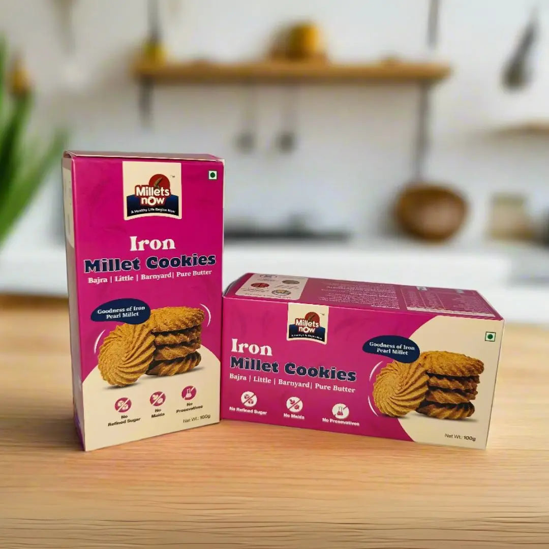 Iron Millet Millet Cookies | Made with Bajra & Jaggery | 100g Millets Now