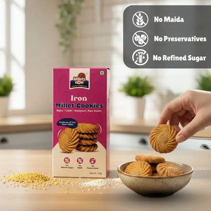 Iron Millet Bajri Cookies | Made with Bajra & Jaggery | 100g Millets Now