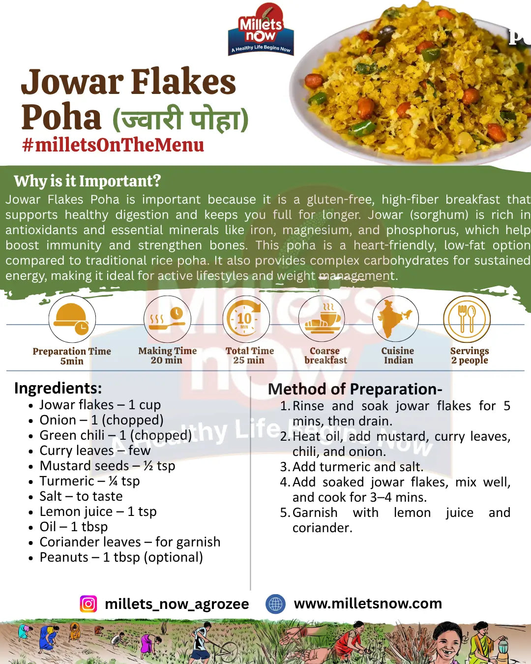 Sorghum Flakes l Jowar Poha l 200g Millets Now