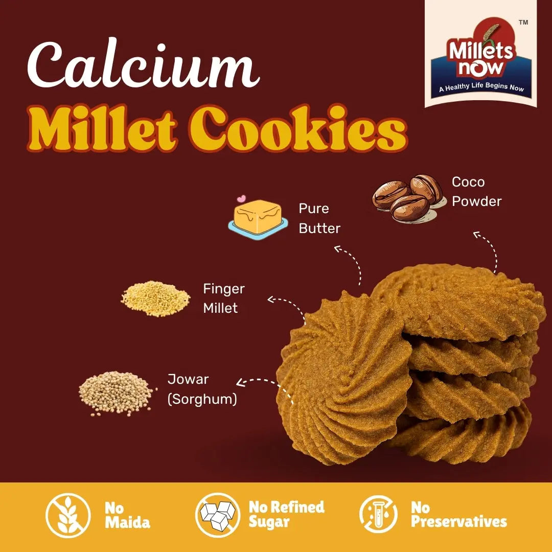 Calcium Millet cookies | Made with Ragi & Jaggery | 100g Millets Now