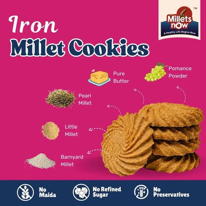 Iron Millet Bajri Cookies | Made with Bajra & Jaggery | 100g Millets Now