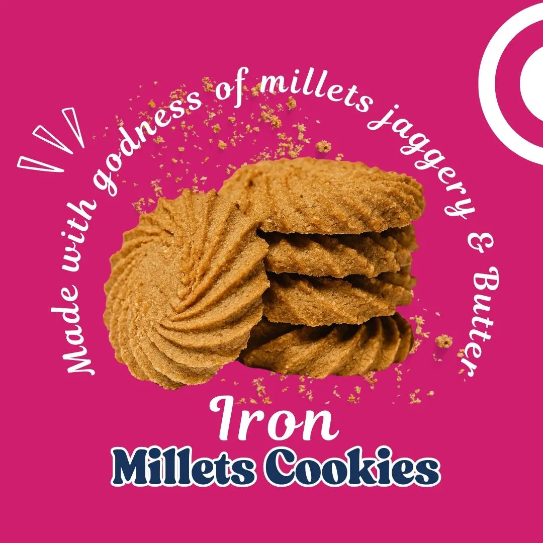 Iron Millet Bajri Cookies | Made with Bajra & Jaggery | 100g Millets Now