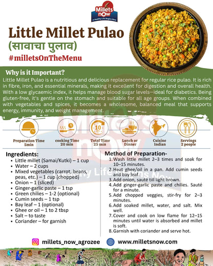 Unpolished Little Millet l Sawa l 1kg Millets Now