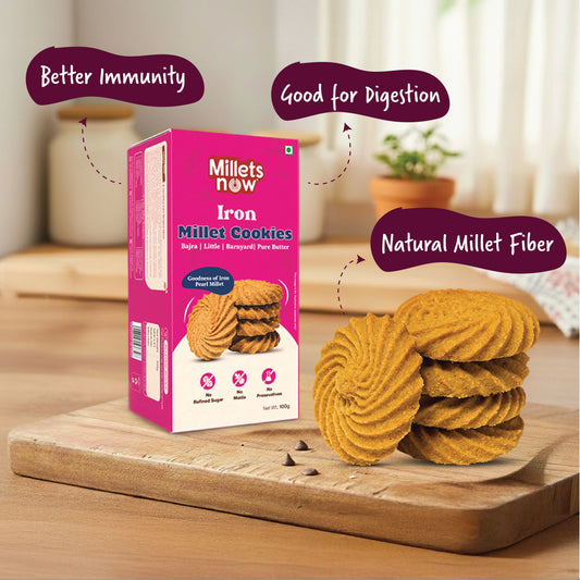 Iron Millet Bajri Cookies | Made with Bajra & Jaggery | 100g Millets Now