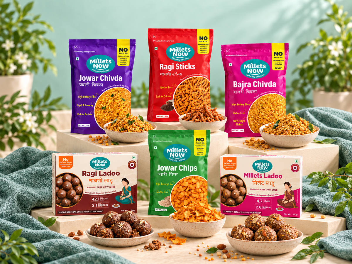 Millets Now Bestseller Combo with six products and matching serving bowls