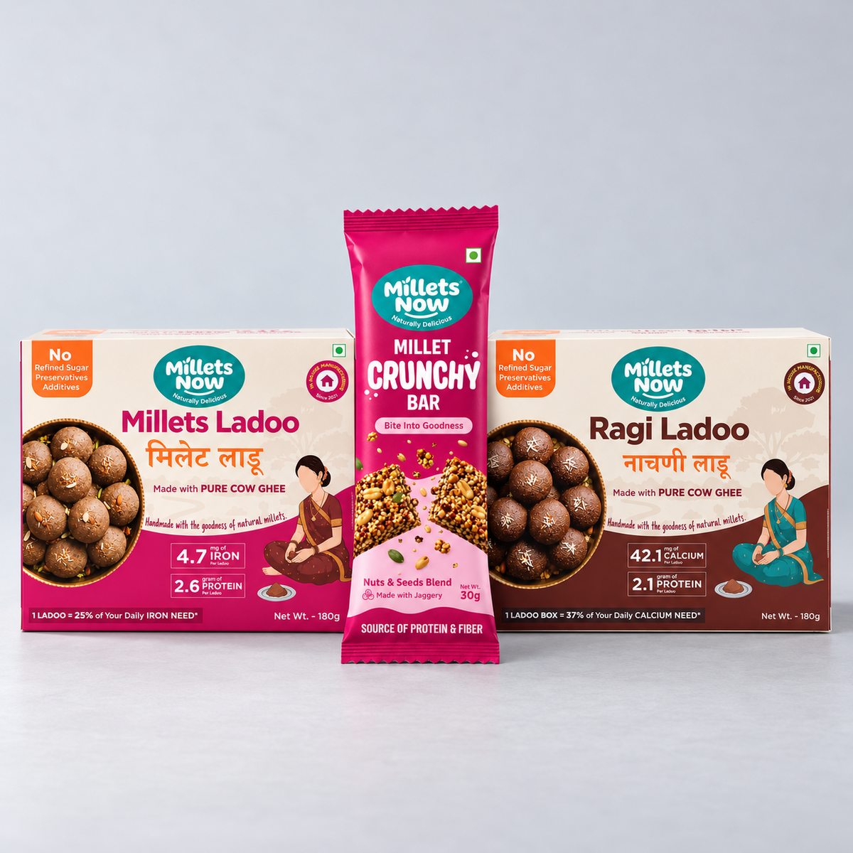 Millet Laddoo & Crunchy Bar Combo — included Millets Now products