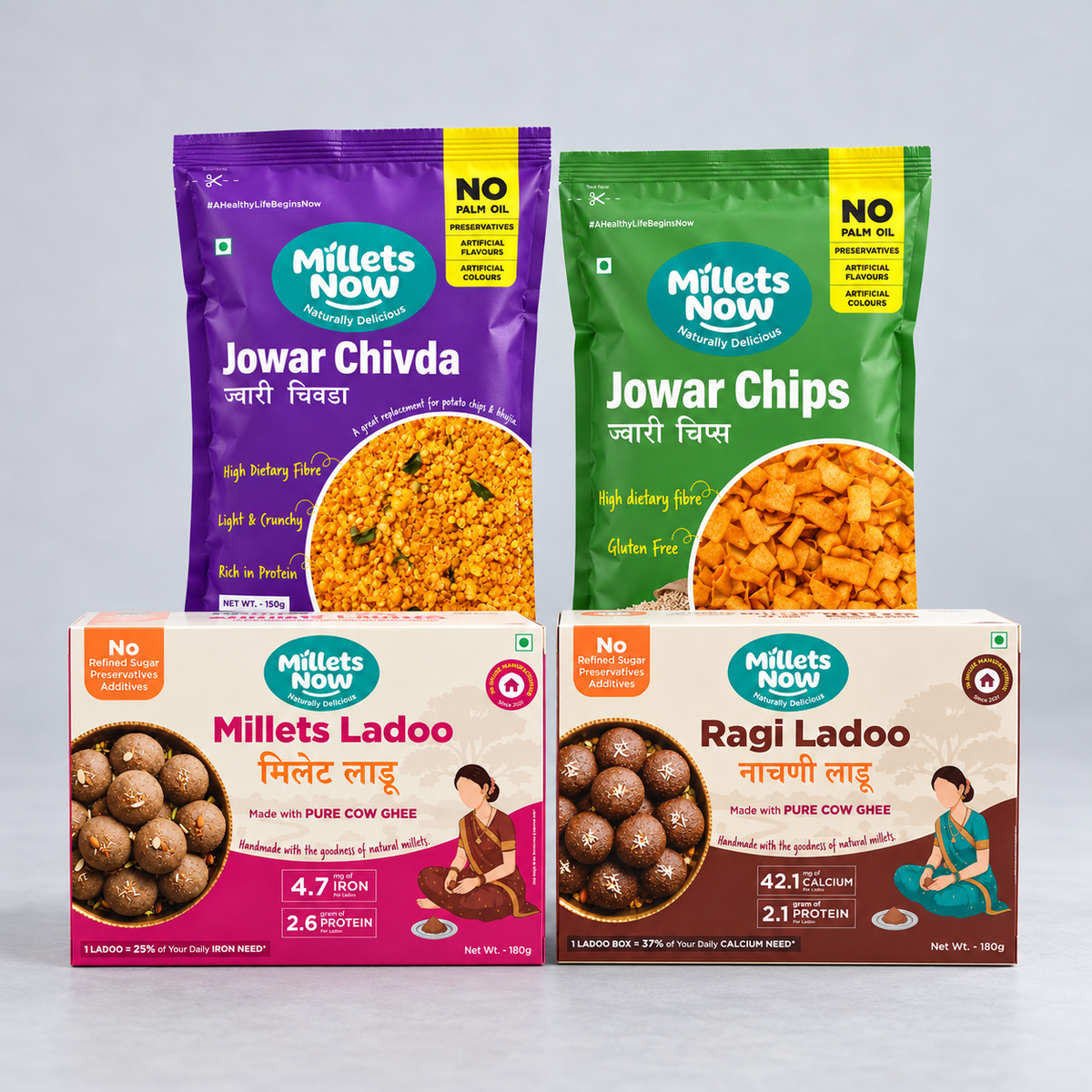 Sweet & Chatpata Millet Combo — included Millets Now products