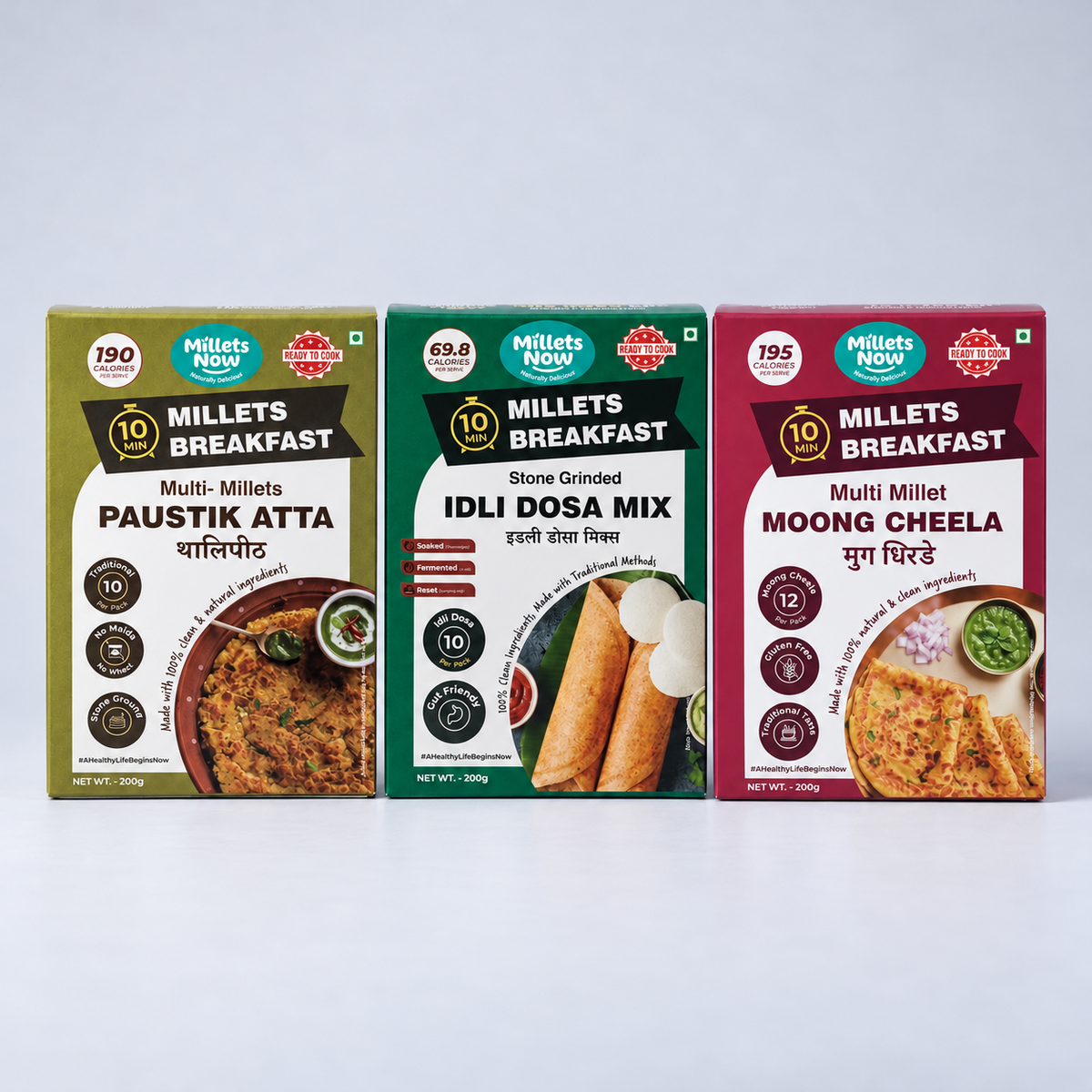 Millet Savoury Breakfast Trio — included Millets Now products
