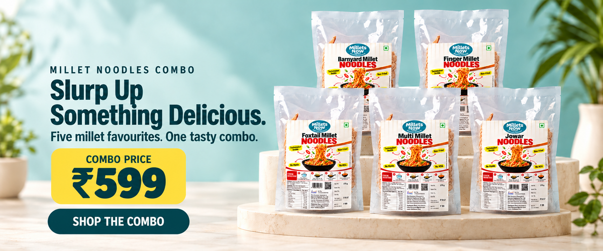 Millet Noodles Combo, five millet favourites for ₹599. Shop the combo.