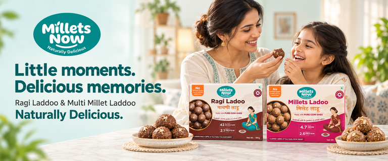 Sweet family moments with millet laddoos