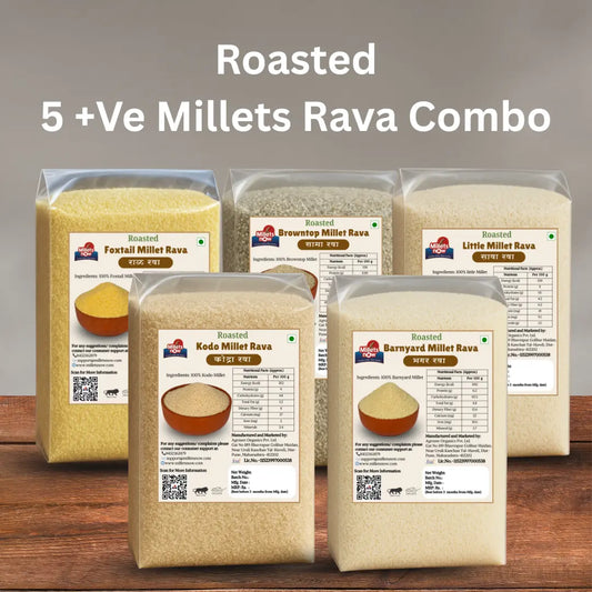 5 Positive Millet Rava/sooji Combo | Unpolished Rawa | Foxtail Rawa | Browntop Rawa | Little Rawa | Kodo Rawa | Barnyard Rawa | Millets Now